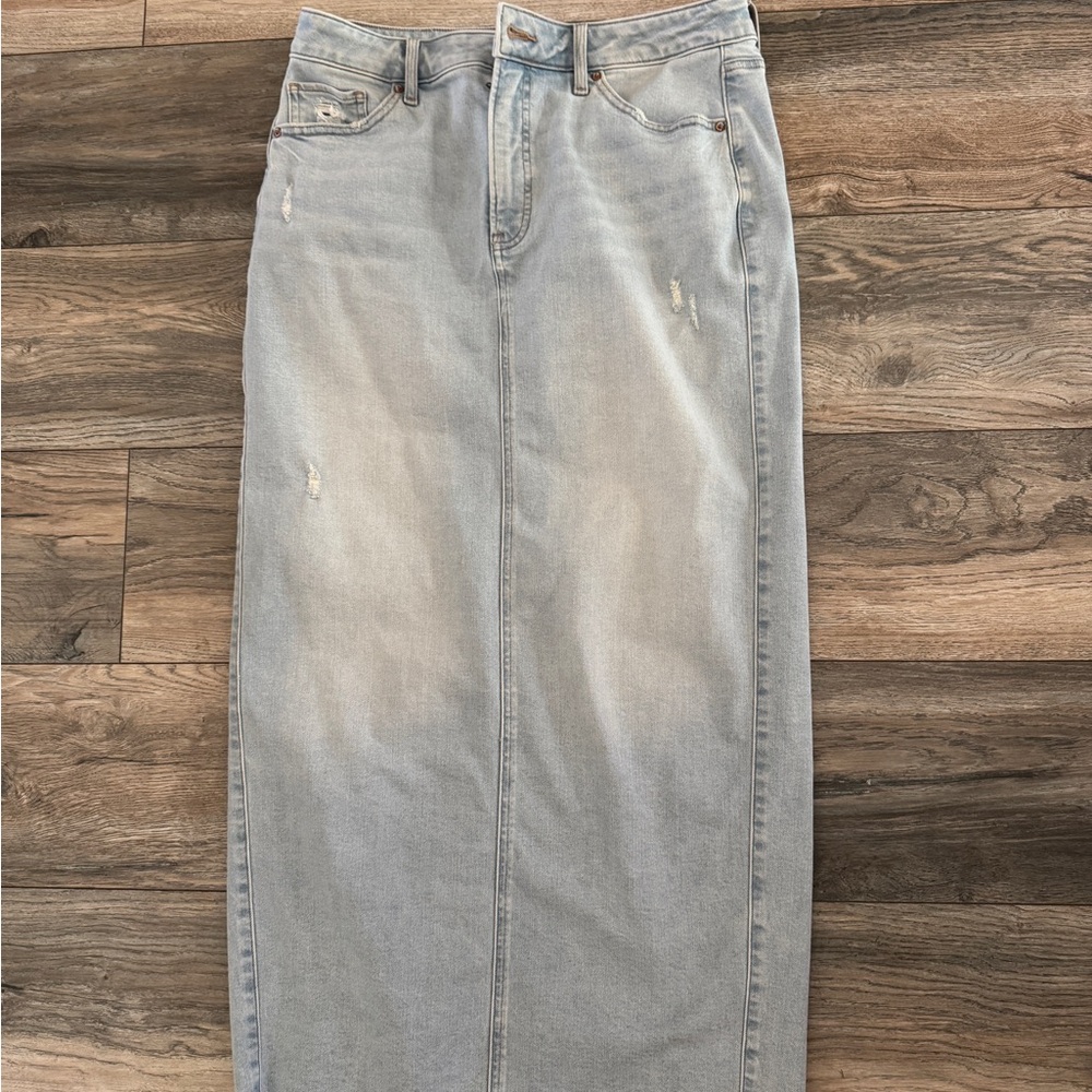 Light Blue Denim Maxi Skirt -Express